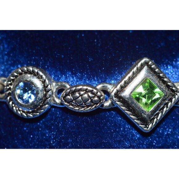 Premier Designs Silver Tone Links Bracelet Multicolored Gemstone Stone Art Deco - Picture 8 of 11